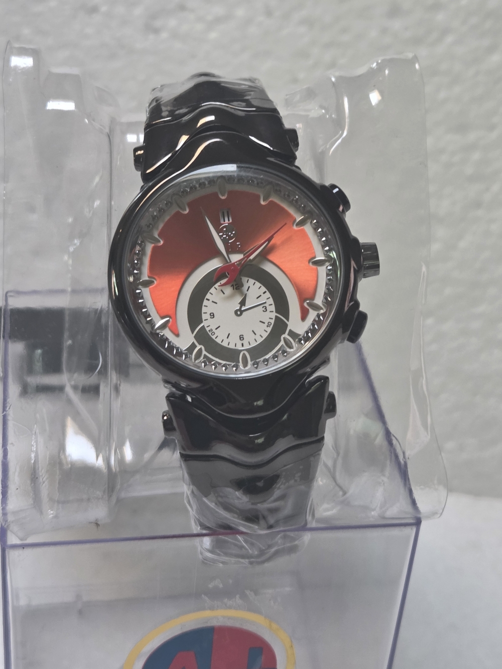 Stainless Steel Men's Watch with Orange Dial
